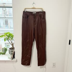 Abercrombie & Fitch Brown Vegan Leather '90s Straight Pants Size 14